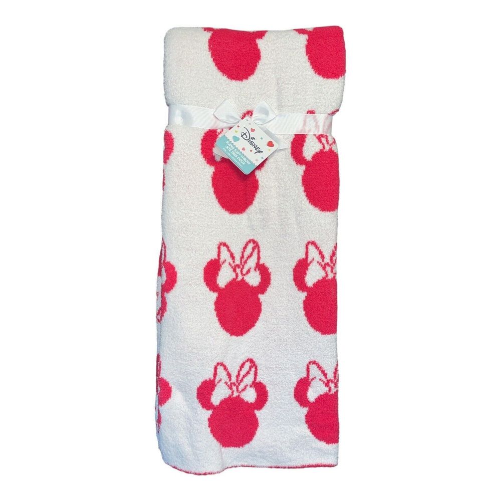 Disney Minnie Mouse HOT PINK Throw Blanket Double Sided Snuggle Soft NWT
